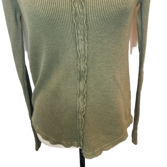 Women’s Anthropologie Pilcro Olive Green Henley V Neck Long Sleeve Shirt Top- XS - Picture 3 of 9